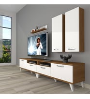 Decoraktiv Eko 5200D Slm Retro Tv Ünitesi Tv Sehpası (Beyaz - Kahverengi)