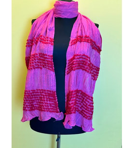 BÜZGÜLÜ BÜRÜMCÜK KUMAŞ TASARIM FULAR ŞAL 150X50 CM (Pembe)