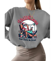 erkek Bej unisex kadın Sakin ol claus Baskılı 3 iplik şardonlu bisiklet yaka kalın Sweatshirt (Gri)