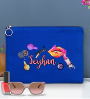 BK Gift Kişiye Özel İsimli-4 Astarlı Portföy Çanta 30x21cm(12 Renk Seçeneği), Baskılı El Çantası, Organizer Çanta (Mavi)