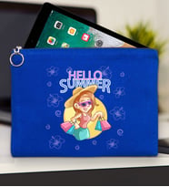 BK Gİft Yaz Temalı-2 Tablet Çantası 30x21cm(12 Renk Seçeneği), Ipad Çantası, Baskılı Tablet Kılıfı (Mavi)