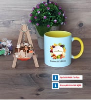Diyetisyen Kupa Bardak Beyaz ve Fotoğraflı Ahşap Anahtarlık Hediye (Model 7)