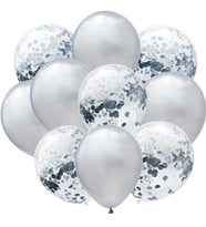 Sürpriz Uçan Konfetili Balon 50 Adet (Gümüş)