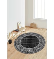 Dijital Baskılı Kaymaz Taban Yıkanabilir Yuvarlak Salon Halısı Koridor Halısı Paspas NDY-HT-125 (Siyah)