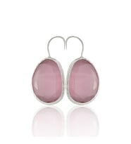 Kadir Jewellery Gümüş Kaplama Fosil Taşlı Küpe -El İşçiliği Ve Hipoalerjenik Küpe (Pembe)