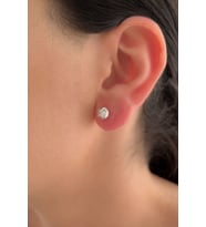 14 Ayar Altın Beyaz Işıltılı Top Küpe Büyük (Rose)