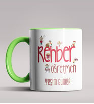 Kişiye Özel Rehber Öğretmen Tasarımlı Siyah Renk Kupa Bardak 3 (Yeşil)