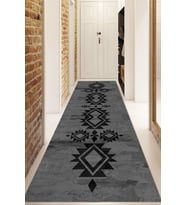 Dijital Baskılı Kaymaz Taban Yıkanabilir Modern Yolluk Ve Koridor Halısı NDU-SD-366 (Siyah)