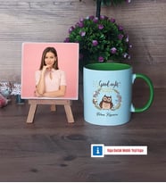 Baykuş Fotoğraflı Dekoratif Taş, Kupa Bardak Beyaz Hediye (Model 14)