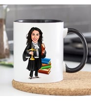 Avukatlara Özel  Karikatürlü Kupa Bardak (Siyah)