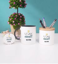 Uçak Mühendisi Kupa Bardak Kırmızı Kalemlik ve Anahtarlık (Model 6)