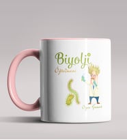 Kişiye Özel Biyoloji Öğretmeni Tasarımlı Siyah Renk Kupa Bardak 2 (Pembe)