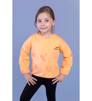 Toontoy Kız Çocuk Nakışlı Büzgü Detaylı Sweatshirt (Turuncu)