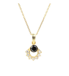 925 Ayar Gümüş Nişane Tasarım Garnet Taşlı Kolye (Sarı)