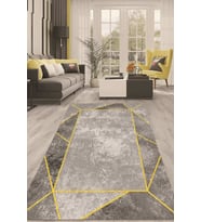 Dijital Kaymaz Taban Yıkanabilir Modern Renkli Salon Halısı Mutfak Halısı Yolluk ND-HT-1375 (Gold)