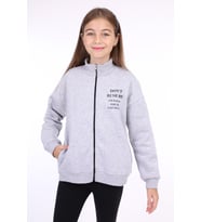 Toontoy Kız Çocuk Baskılı Hırka ( Gri-Melanj)