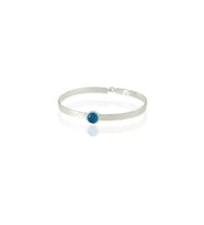 Kadir Jewellery 925 Ayar Gümüş Kaplama El İşçiliği Zirkon Taşlı Kadın Kelepçe Bilezik (Koyu Mavi)