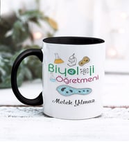Biyoloji Öğretmeni Tasarımlı Kişiye Özel Kupa Bardak (Siyah)