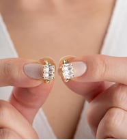 925 Ayar Gümüş Baget Taşlı Halka Küpe (Gold)