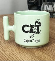 Kişiye Özel Cat Dad Hediye Pastel T Kupa Kedi Babası -3- (Yeşil)