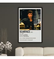 Metal Çerçeveli Temperli Cam Tablo Film Afişi Scarface 1983 (Siyah)