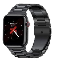 Apple Watch 38mm 40mm 41mm Watch Seri 3 4 5 6 7 Se Uyumlu Ironweft Döküm Çelik Metal Kordon (Siyah)