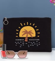 BK Gİft Yaz Temalı-6 Astarlı Portföy Çanta 30x21cm(12 Renk Seçeneği), Baskılı El Çantası, Organizer Çanta (Siyah)