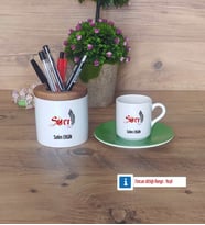 Savcı Hediyeleri Türk Kahvesi Fincanı Kırmızı, Kalemlik Kişiye Özel Hediye (Model 7)