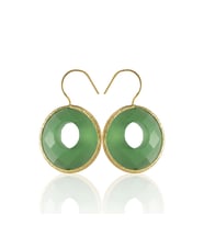 Kadir Jewellery 22 Ayar Altın Kaplama Kadın Taşlı Küpe -El İşçiliği Ve Hipoalerjenik Küpe (Yeşil)