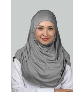 Hazır Türban Büzgülü Pileli Pratik Eşarp Tesettür Hijab - Namaz Örtüsü (Gri)