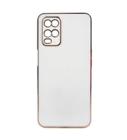 Oppo A54 4G Kılıf Kenarları Gold Kamera Korumalı Renkli Pastel Silikon Mavi Açık BARK (Beyaz)