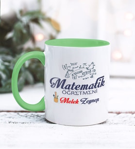 Matematik Öğretmeni Tasarımlı Kişiye Özel Kupa Bardak (Yeşil)