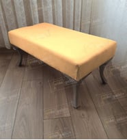 Ayak Ucu Kapı Önü Antre Düz Bench Puf Orta Sehpa Gümüş Ayak 120 cm (Vizon)