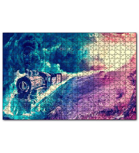 Cakapuzzle Fantazi Sanat Tren Duman Ve Kuşlar Görseli  Puzzle Yapboz MDF (Ahşap) (500 Parça)