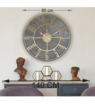 Markakanvas Gri  Metal Kasalı Mermer Desenli  Duvar Saati  ( Çap 50 cm -Çap 80 cm ) (Beyaz)