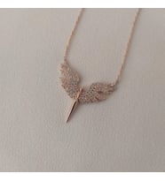 Taşlı Kuş Şekilli Gümüş Kolye (Altın)