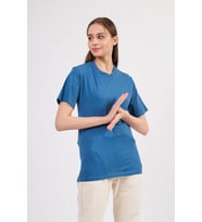 Nare Giyim Siyah Pamuklu Basic Kadın T-shirt (Mavi)