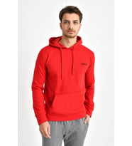 Kapşonlu Uzun Kollu Baskılı Dar Kalıp İnce Erkek Sweatshirt SPR 2019K61 (Kırmızı)