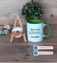 Kankaya Hediye Kupa Bardak Beyaz ve Fotoğraflı Ahşap Anahtarlık Hediye (Model 14)