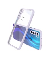 Xiaomi Redmi Note 8 Kılıf Kenar Renkli Sararmaz Şeffaf Kapak (Mor)