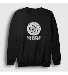 Presmono Unisex Beyaz Logo 5 Seconds Of Summer Sweatshirt 79023tt (Siyah)