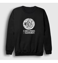 Presmono Unisex Beyaz Logo 5 Seconds Of Summer Sweatshirt 79023tt (Siyah)