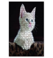 Cakapuzzle Yavru Sevimli Beyaz Kedi Puzzle Yapboz MDF (Ahşap) (1000 Parça)