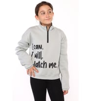 Toontoy Kız Çocuk Dik Yaka Fermuarlı Baskılı Sweatshirt (Yeşil)