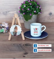 Fransızca Öğretmeni Türk Kahvesi Fincanı Ahşap Altlıklı ve Fotoğraflı Ahşap Anahtarlık Hediye Öğretmenler Günü Hediyesi (Model 4)