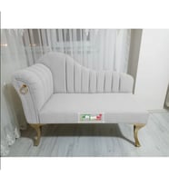 Yeni Model Ultra Lüks Alda Çizgili Josefin Bench Puf (Beyaz)