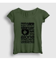 Presmono Kadın Sarı Stranger The Doors T-Shirt 116771tt (Haki)