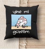 BK Gift Esprili Premium Kumaş Siyah Kırlent Yastık, Ev Hediyesi, Ev Dekorasyonu, Dekoratif Hediye (Model 6)