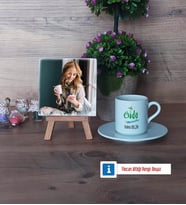 Gıda Mühendisi Fotoğraflı Dekoratif Taş, Ahşap Altlıklı Türk Kahvesi Fincanı Hediye (Model 2)