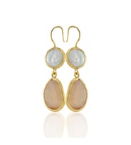 Kadir Jewellery 22 Ayar Altın Kaplama Kadın İnci Küpe -El İşçiliği Ve Hipoalerjenik Küpe (Turuncu)